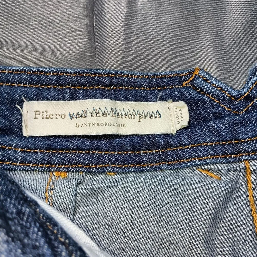 Pilcro Anthropologie Jeans Womens 25 Petite Blue Denim Wide Leg Cropped Pants